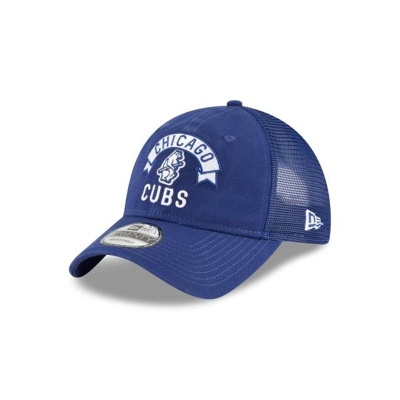 Blue Chicago Cubs Hat - New Era MLB Stacked Classic 9TWENTY Adjustable Caps USA5169427